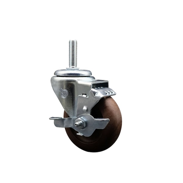 Service Caster 35 Inch High Temp Glass Filled Nylon 58 Inch Threaded Stem Caster with Brake SCC-TS20S3514-GFNSHT-TLB-58212 - main